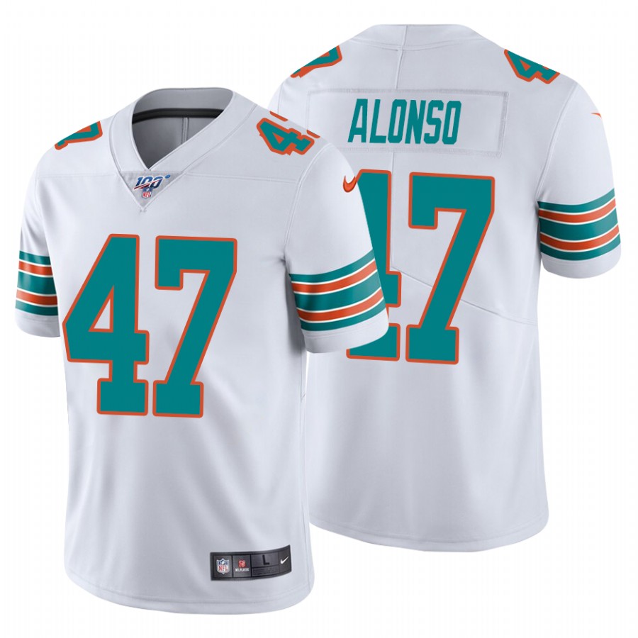 Nike Miami Dolphins 47 Kiko Alonso White Alternate Men Stitched NFL 100th Season Vapor Untouchable Limited Jersey